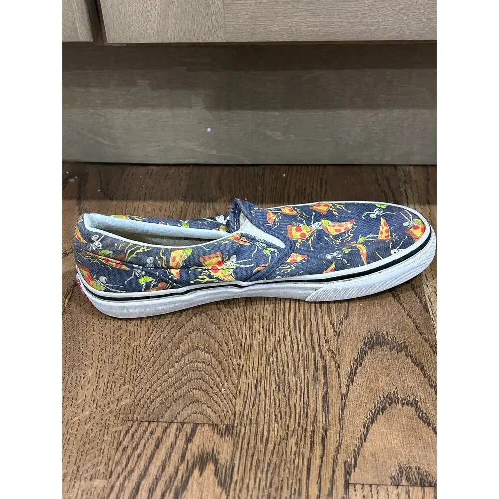 Vans Classic SlipOn Pizza Surf Vintage Indigo Skeleton Shoe Youth Sz 3 Halloween